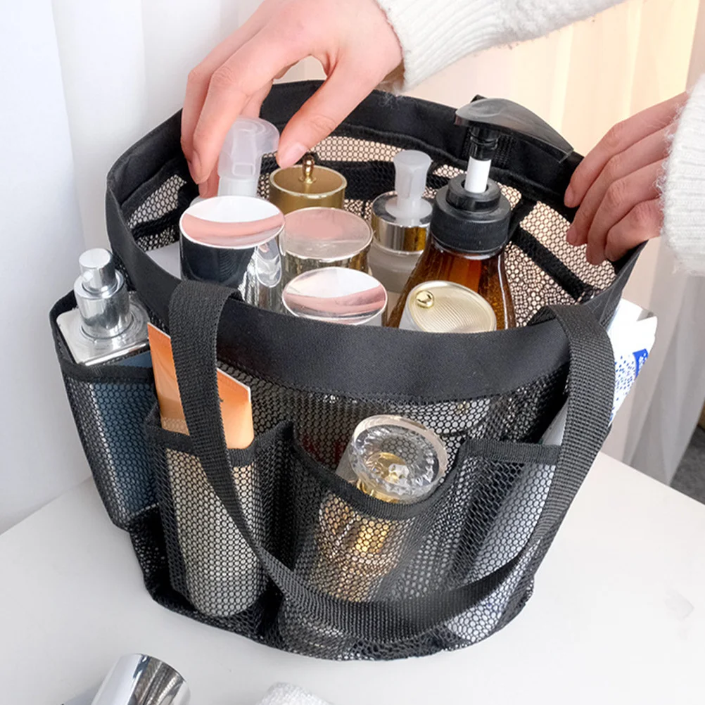Bolsa de praia de malha com vários compartimentos para garrafas de protetor solar, óculos, equipamento de natação, armazenamento de toalhas, sacola de viagem