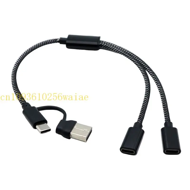 Cable divisor USB 652F, USB + Tipo C Conectores cable extensión Male a 2/3, Datos Puerto USB Datos y Carga Potencia