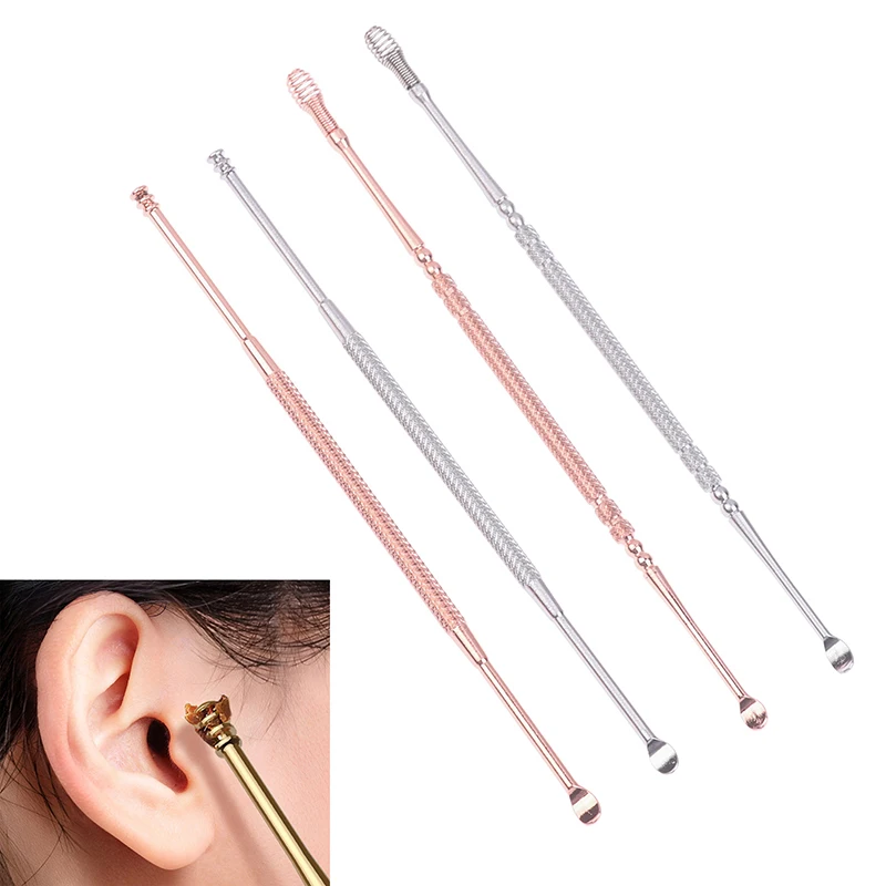 ✰✪1PC Double Head Ear Wax Removal Cleaner Double End Earwax Remover 360° Cleaning Ear Pick Stainless Steel Ear Care Tools