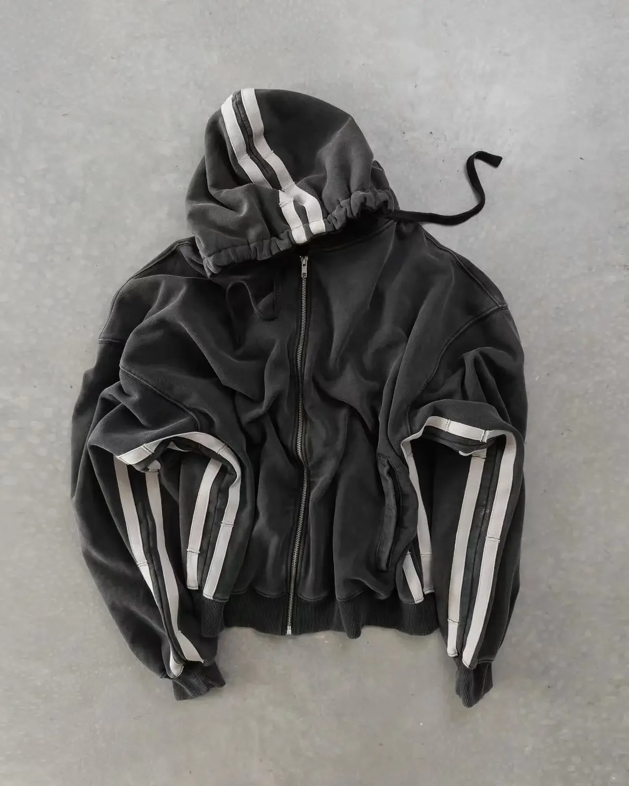 

New Fashion Stripe Graphic High Quality Oversized Hoodies Y2K Zip Up Hoodie Men Clothing Sweatshirt Punk Hip Hop Tops Streetwear