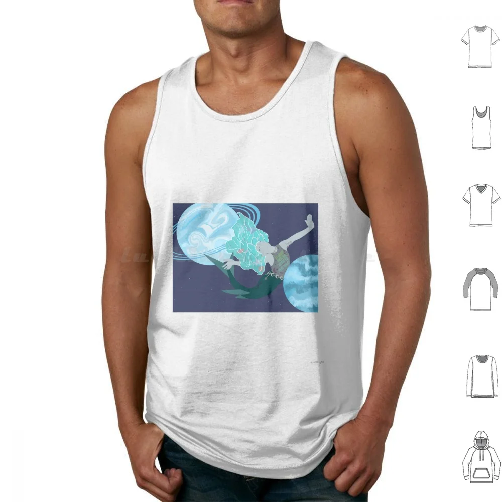 Space Mermaid Vest Men Women Kids Mermaid Planets Space Mermaid Stars Sky Swim Fish Water Tattoos