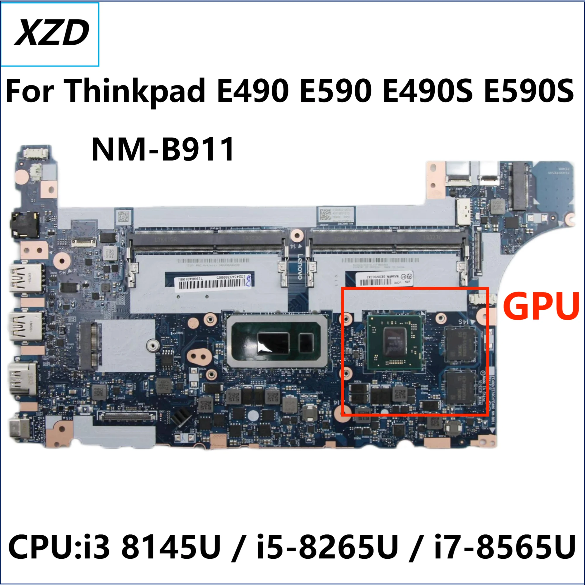 NM-B911 Mainboard For Lenovo ThinkPad E490 E590 E490S E590S Laptop Motherboard with i3 i5 i7 CPU RX550 2G GPU 100% TEST OK