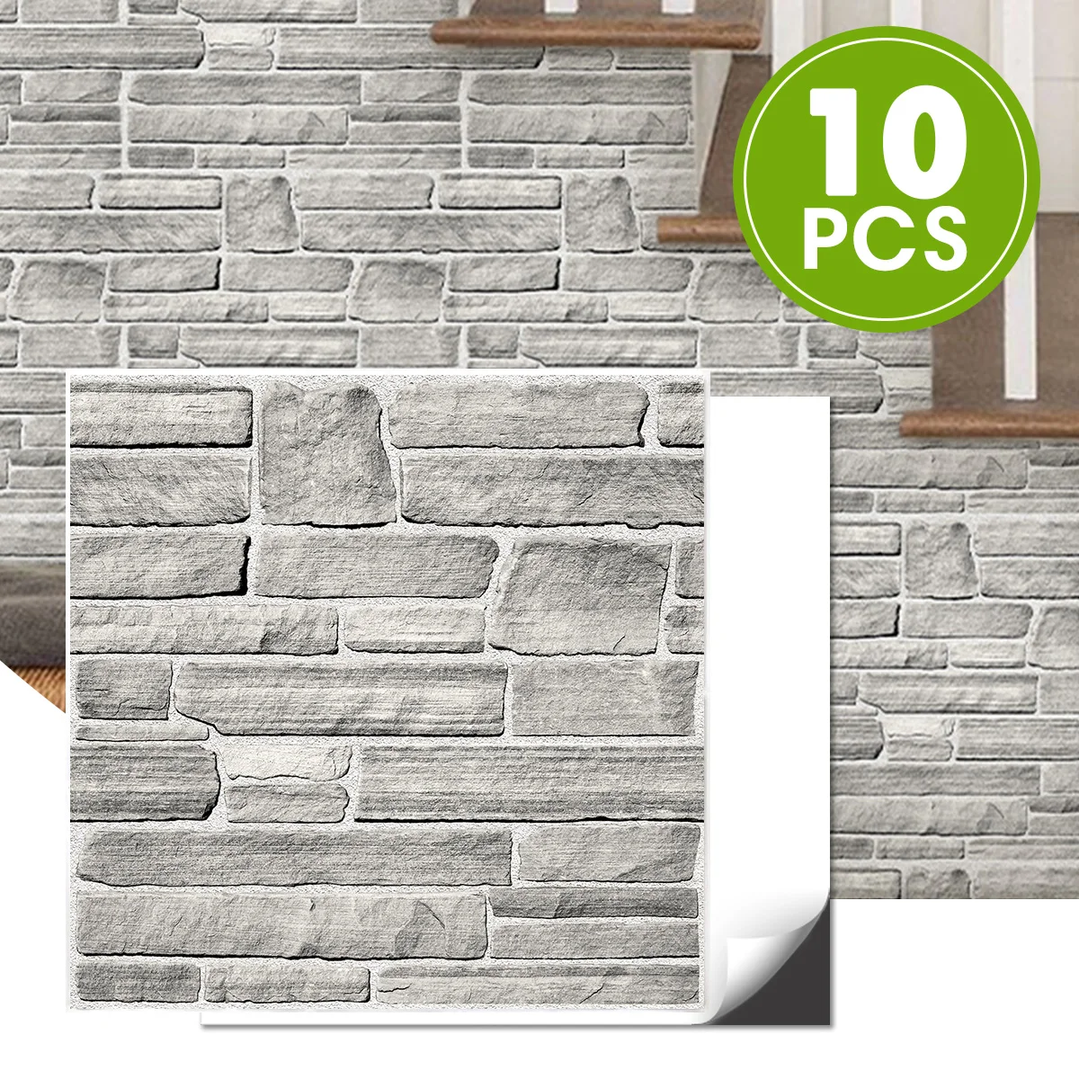 

Commomy 10pcs 3D Peel and Stick Wall Panels, Tile Stickers Waterproof, Backsplash Wall Sticker for Living Room