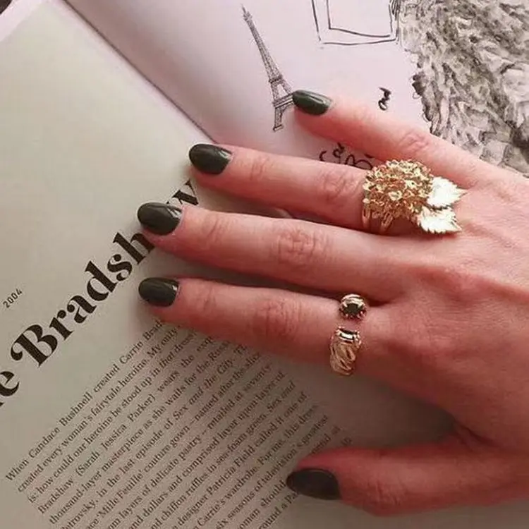 Brass Open Solid Zircon Rings Women Jewelry Punk Boho Party Designer Club Cocktail Party Ins Rare Japan South Korean Trendy