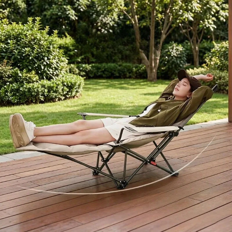 Folding Camping Recliner Cotton-Filled Portable Outdoor Chair for Beach Travel Fishing