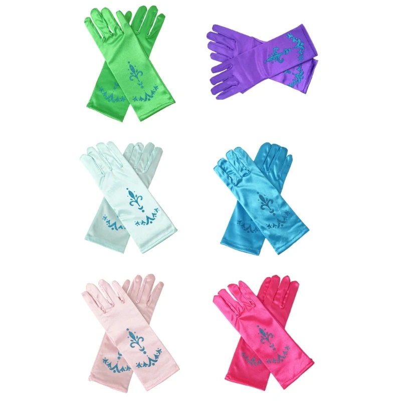 

Kids Girls Ice Princess Long Gloves Gorgeous Silky Dress Up Party Costume Gloves Dropship