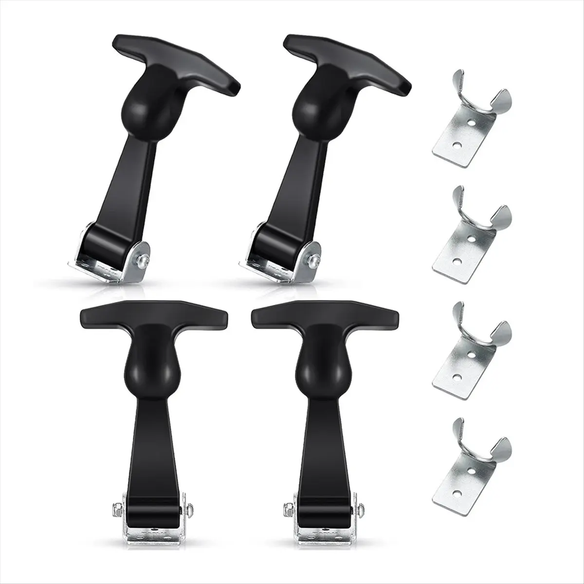 【2829 Popular】4 Pieces Elastic Stainless Steel Rubber Hood Catch Flexible T-Handle Hasp Rubber Flexible Draw Latches with Bracke