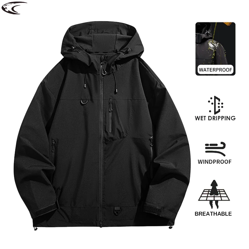 LNGXO Unisex Waterproof Windbreaker Outdoor Sport Windproof Single-Layer Jacket Men Women Hiking Climbing Trekking Rain Coat
