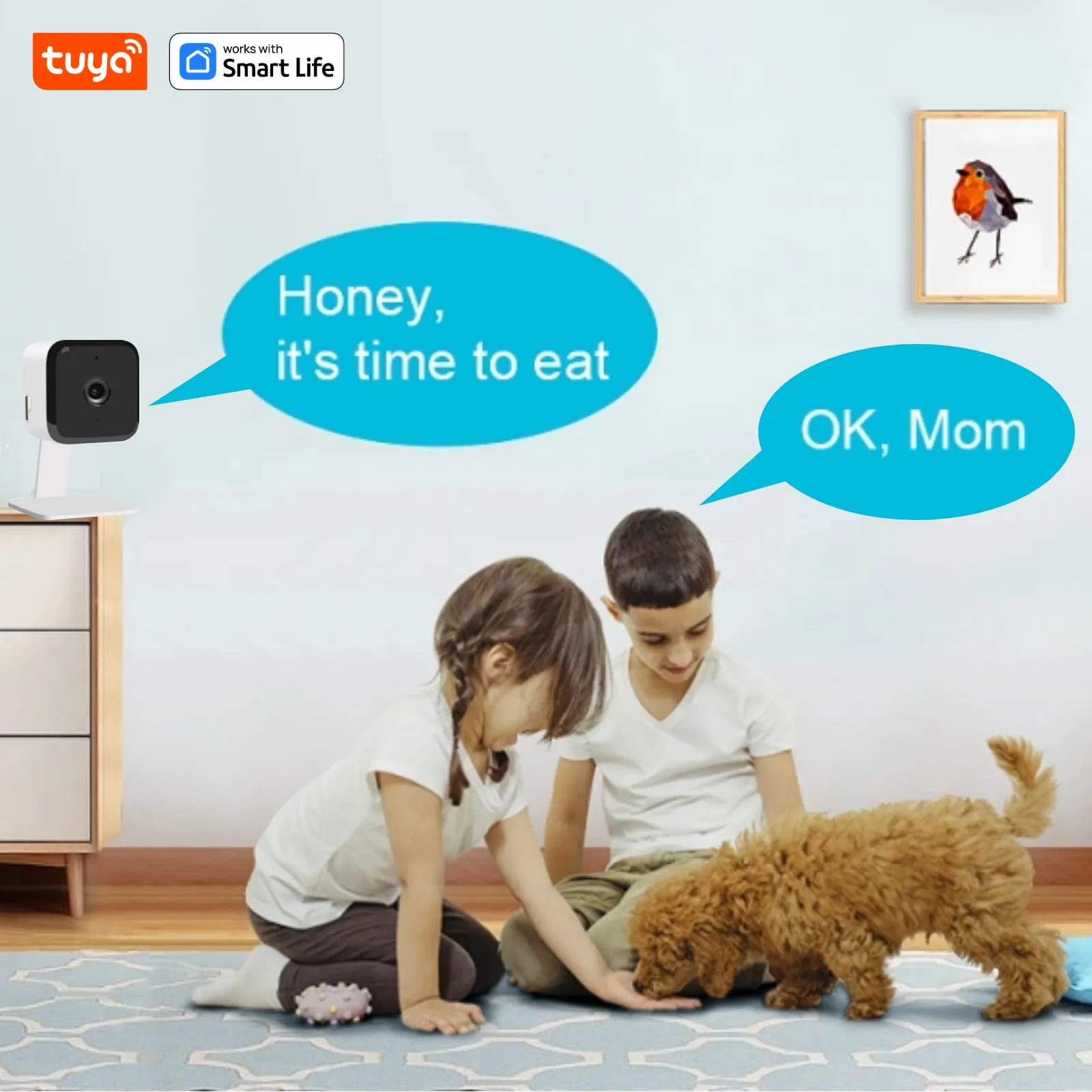 Tuya Smart 3MP HD Smart Home Security Camera,Real-time APP Alert,2-Way Audio,Human body&Sound Detection,Motion Tracking for Baby