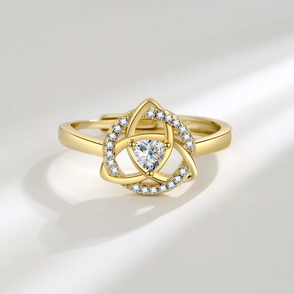 خاتم عقدة سيلتيك من الزركونيا المكعبة من YILUOCD للنساء ، خاتم الخلود اللانهائي ، مجوهرات خاتم الزفاف العتيق ، عقدة ثلاثية الثالوث