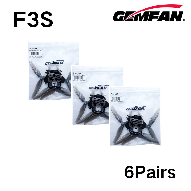 Freestyle 3S (5,1x3x3) Freestyle 4S (5,1x3,6x3) 3-bladige propellers Gemfan F3S F4S PC Props Racing FPV Mulitoror Drones 6 paar/12P