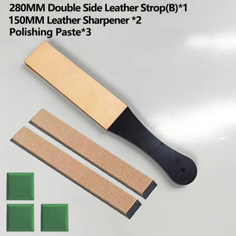 NONE Doppelseitiger Lederriemen zum Schärfen von Messern, Abreißblock-Set mit Polierpaste, Messerschärfen, doppelseitig 7