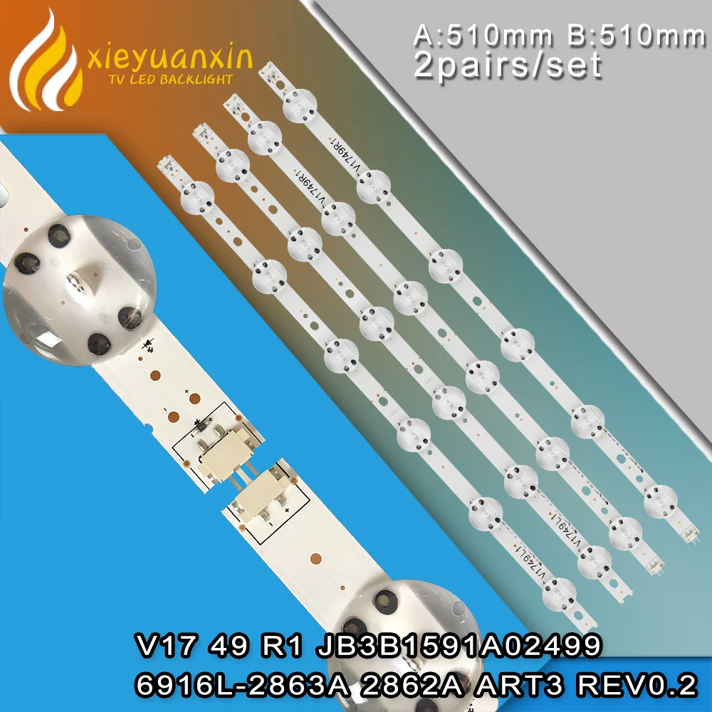 

4Pcs/set 510mm 49in LED Backlight Strip for LIG 49UJ 6+6led 49UJ6500 AUSYLJR 49UV340C LC490DGG 49UJ6565 49UJ670V 49UJ655V 49UJ65