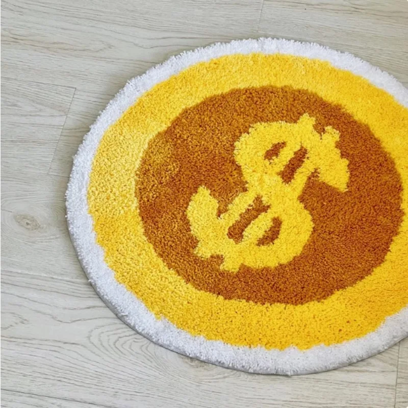 Creative Coin Decorative Carpet Household Bedroom Bedside Blanket Door Mat Door RugBathroom Floor Mat Dirty Resistant Home Decor
