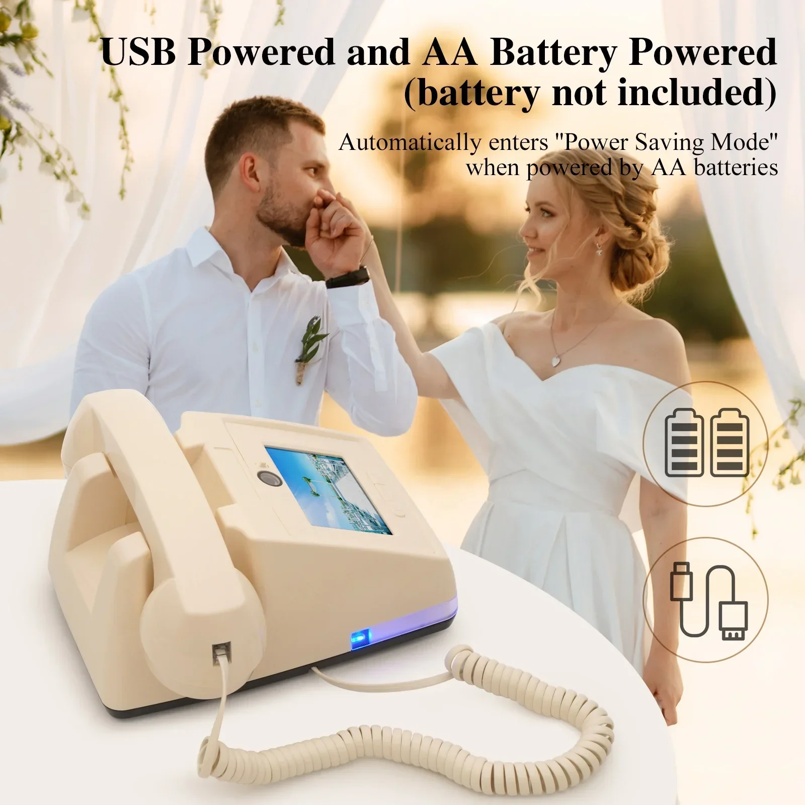 

2025 2nd Generation Wedding Audio & 1080P Video Guest Book Phone Retro European Video Blessing Phonograph Decoration Guestbook P