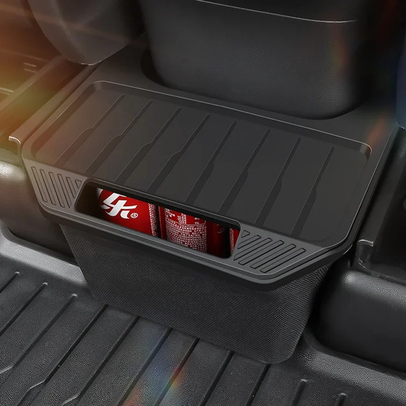 For Model Y 3 2022 2023 TPE Rear Center Console Storage Box Car Console Organzier Tray Case Trash Can Car Accessories