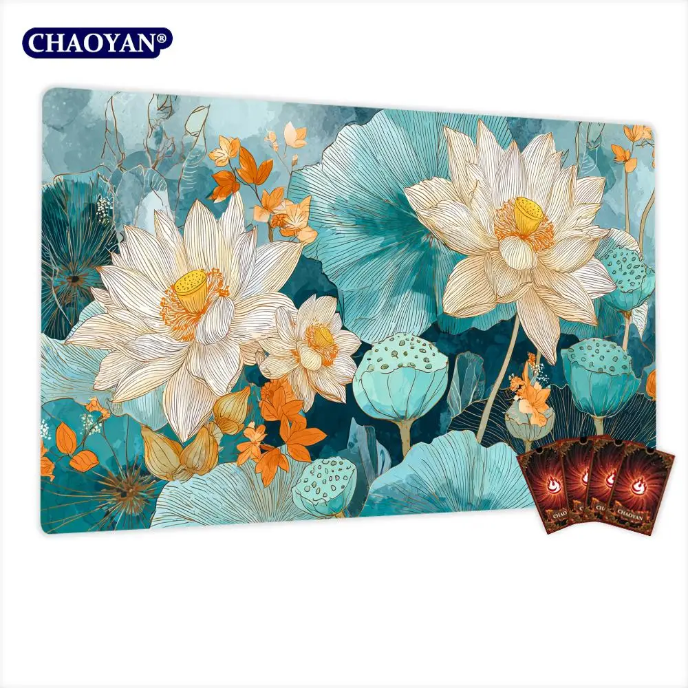Blooming lotus flowers TCG Playmat Magic Card Battle Mat Non-Slip Durable 35X60CM Commander playmat Board Game Mat for TCG