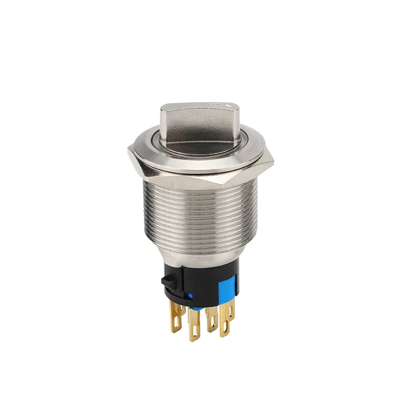 Metal Knob Switch Without Lamp 16/19/22 Mm Circular Rotation Two Gears Three Gears Switch Position Button Switch