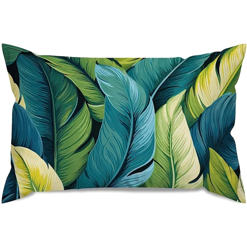 1pc Tropical Banana Leaf Themed Printed Lumbar Pillow Cover, Suitable for Sofa, Bedroom, Living Room, Balcony, Outdoor