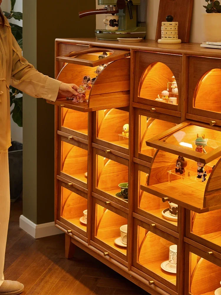 

16-сеточный шкаф из массива дерева, ретро-витрина для хранения мебели, обеденный край