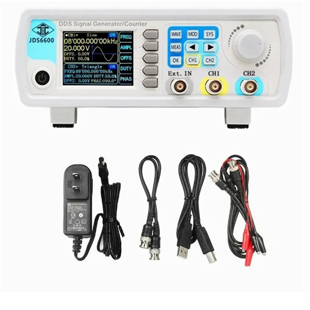 

JDS6600 15-60MHz fully CNC DDS dual channel function signal generator source frequency meter frequency scanner