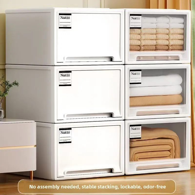 Thickened Transparent Plastic Storage Box Drawer Cabinet Wardrobe Home Use Combination Storage Cabinet for Bedroom Children's...