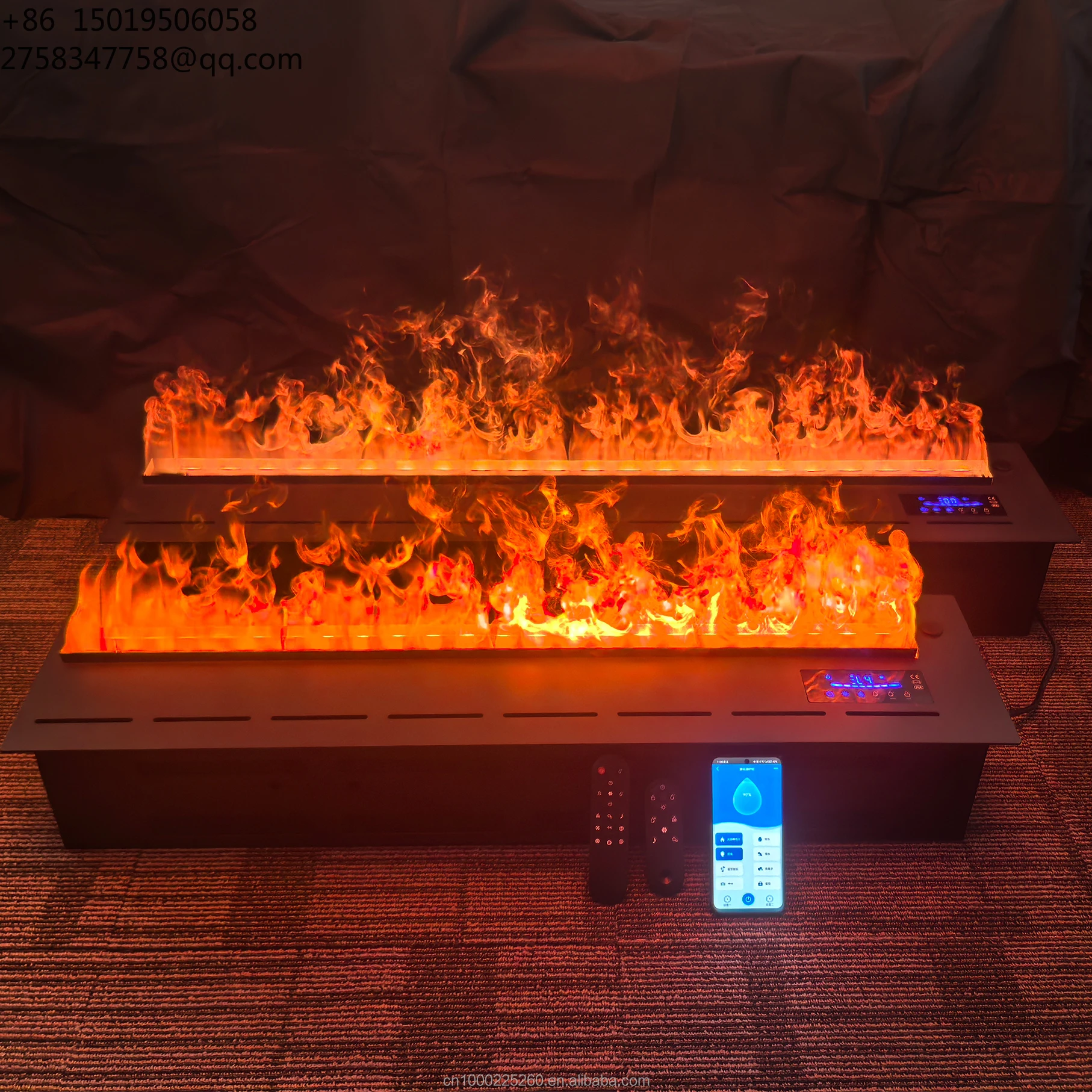 Modern Home Decor 3D Electric Fireplace with Automatic Steam Mist Atomized Ethanol Insert Water Vapor & Flame Remote Controlled