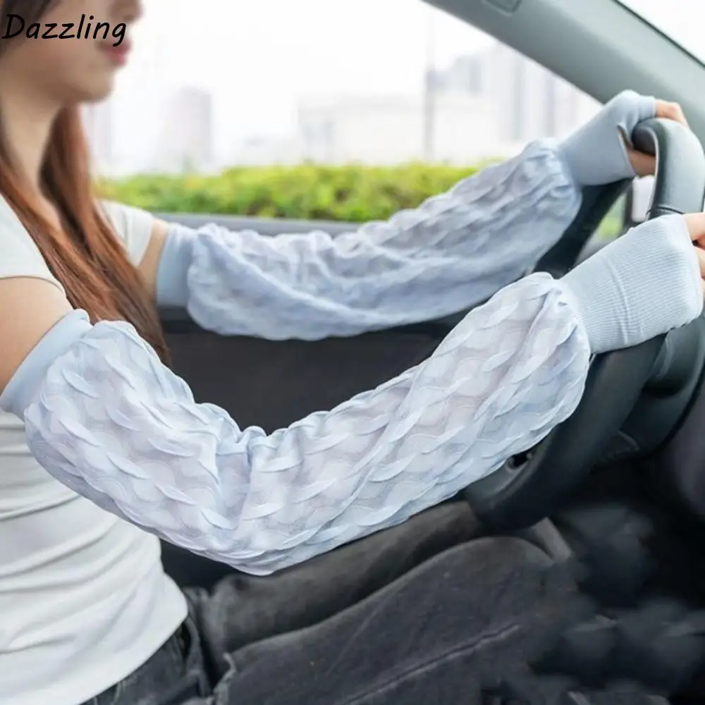 

Breathable Sun Protection Arm Sleeves Elegant French Style Summer Ice Silk Long Sleeves Loose Anti-Sunburn Sunscreen Arm Cover