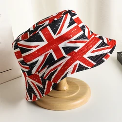 Summer Flag Union Jack Double-sided Bucket Hat Women Men Panama Caps Outdoor Foldable Wide Brim Sun Hat Unisex Hip Hop Cap