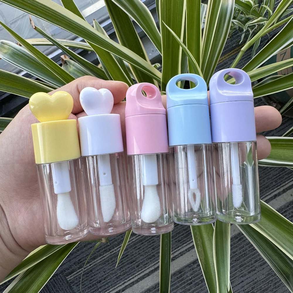 Cute Empty Lip Gloss Tubes Custom Logo Wholesale Multiple Colors Heart-shaped Sphere Packages  Private Label Portable Makeup
