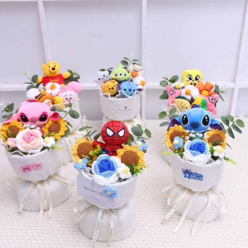 كارتون ويني ذا بركة غرزة باقة هدية صندوق الحيوانات المحشوة باقة الزهور ديكور المنزل هدايا عيد الحب