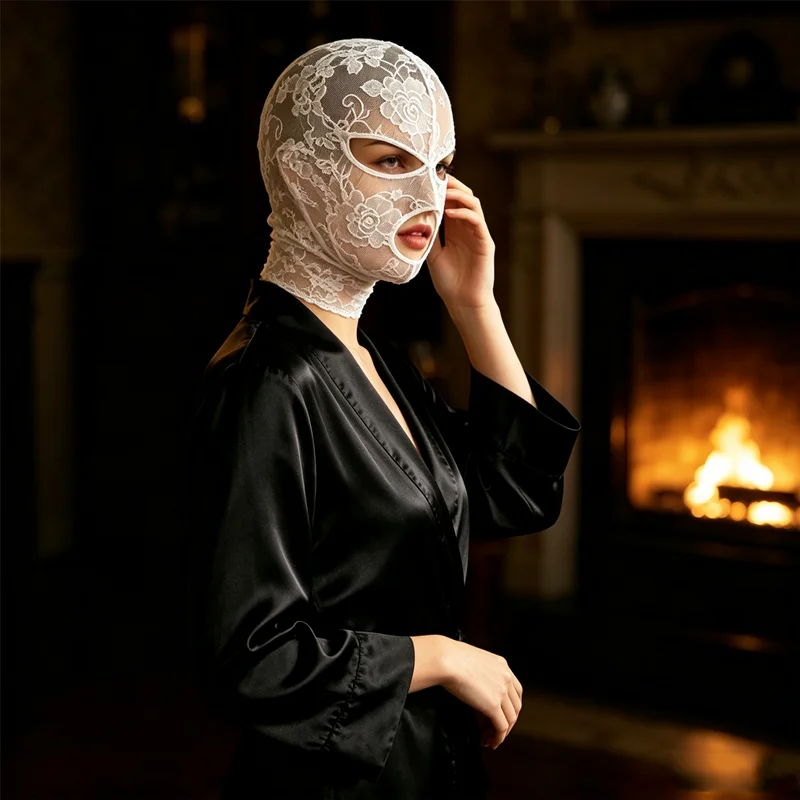 Weiße Spitzenmaske für Damen, Maskerade-Partymaske, Erwachsenen-Spitzen-Gesichtsmaske, Kopfbedeckung für Festival, Halloween, Cosplay, Augenmaske – Detail 3
