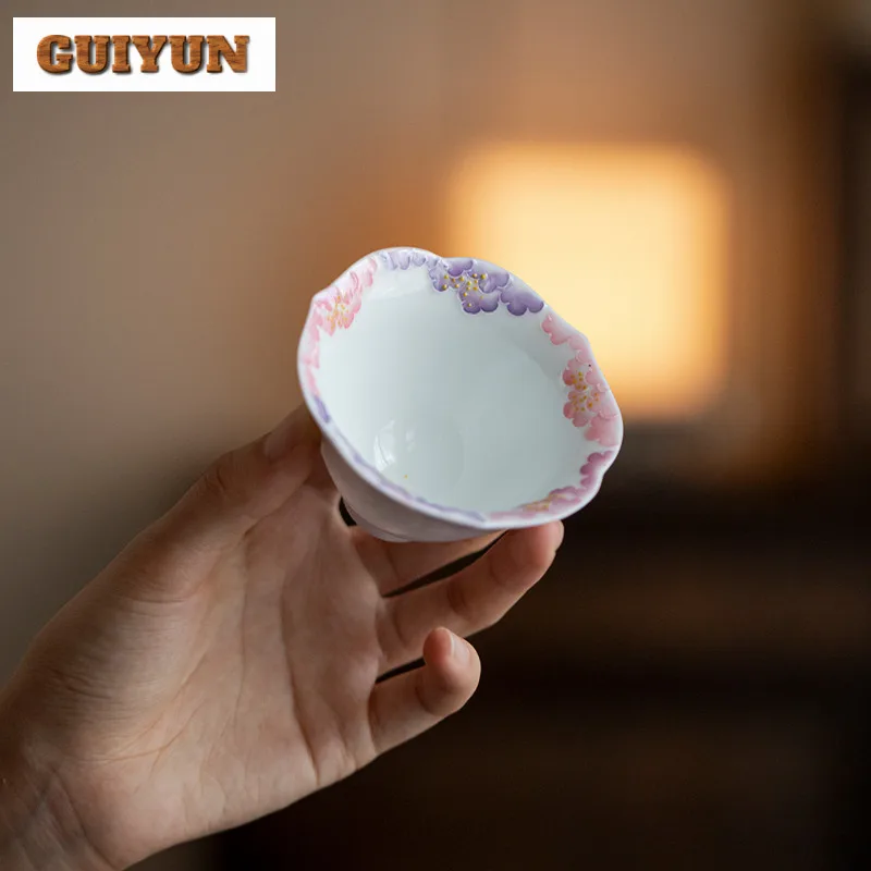 

2pc/lot Hand-painted Cherry Blossom Teacup Creative Tea Bowl Cup For Tea Tea-tasting Personal Cup Chazhan Master Cups Cafes 80ml