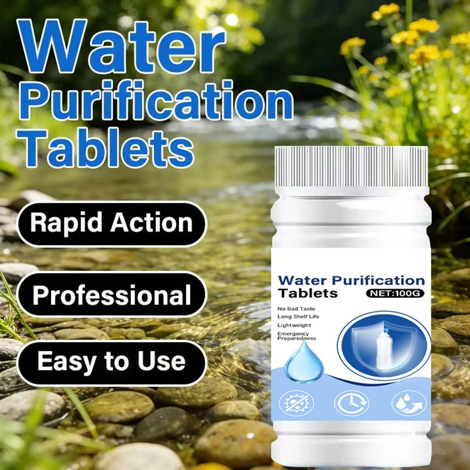Picture 6: Potable Water Purification Tablets Safe Odorless Portable Effective Camping Hiking Water Filter Tablets for Backpacking Hunting