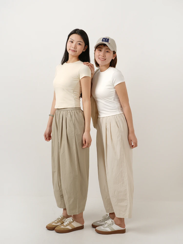 

Ladies High Waist Loose Fit Cotton Workwear BOBO Pants Breathable Comfortable Airy Feel Straight Leg Casual Trousers