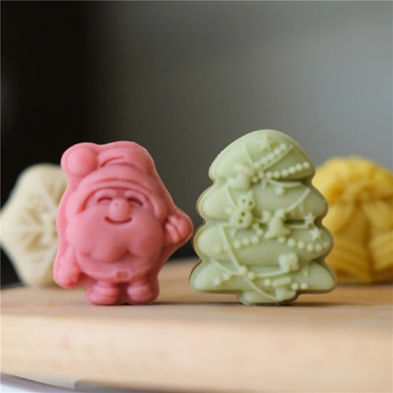 30g Christmas Series Mooncake Moulds Mooncake Molds Mooncake Stamps Hand Pressure Plastic Material Baking Accessories