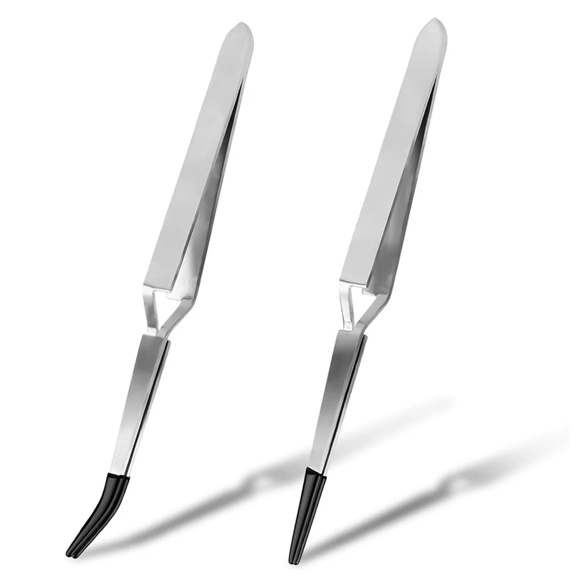 2pcs Craft Tweezers, Reverse Stainless Steel CrossLocking Tweezers Straight Action Tweezers for Jewelry Making Crafting