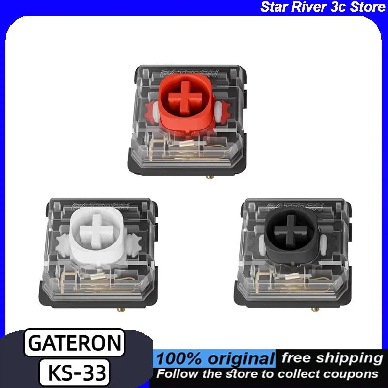 GATERON KS-33 Silent Low-Profile Keyboard Switch 3 pin 60Million Cycles Factory Self-Lubricating Mechanical Keyboard Accessories