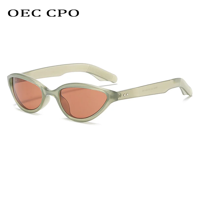 

OEC CPO Ins Popular Fashion Cat Eye Sunglasses Women Men Shades UV400 Retro Rivets Black Sun Glasses Female Punk Eyewear