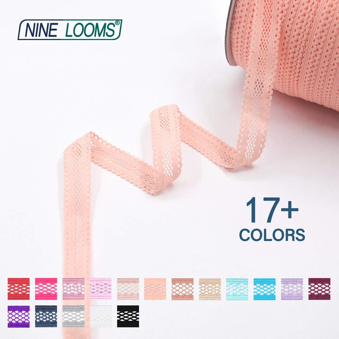 NINE LOOMS Picot Loop Mesh Lace Trim Elastic 5/8\