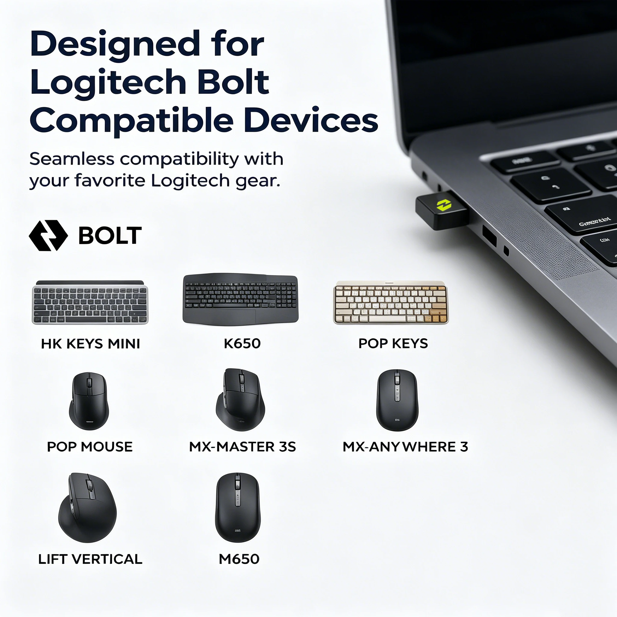 

USB Receiver USB Dongle Bolt Receiver Bolt USB Wireless Receiver for Logitech Mx Keys Mini/K860 POP Keys POP Mouse/MX Master3s