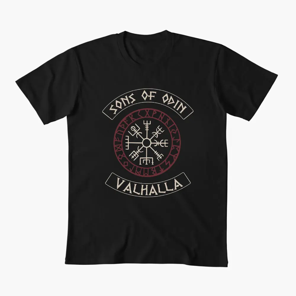 

Vikings Gift Norse Odin Valhalla 0414 Nordic Gift T-Shirt Viking Runes Norse Myths Graphic clothes 100% cotton All size tops