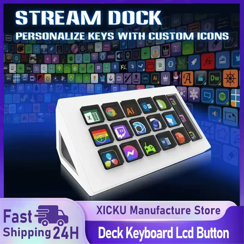 

Visual Stream Deck Keyboard Lcd Button 15 Keys Live Content Game Controller Custom Button For Windows/Macos/Android/Ios Gift