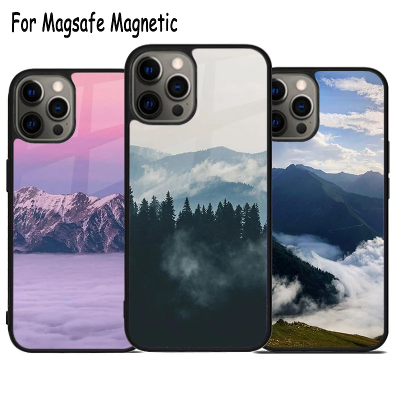 Mountain Above The Skies Wireless Charge Magsafe Phone Case For iPhone 15 16 14 13 11 12 Pro Max Plus Magnetic Bumper Cover