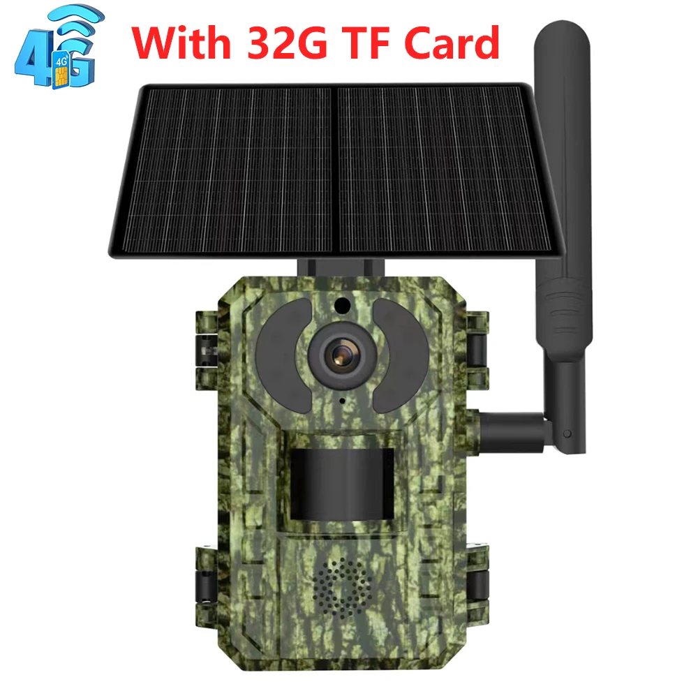 EU 4G Cellulaire 4MP 2K Batterij Solar PIR Bewegingsgeactiveerde Wildlife Jacht Trail Camera IP65 Buiten Nachtzicht Geen rode belichting