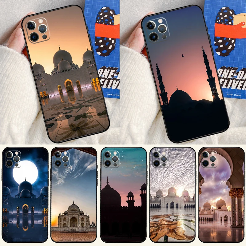 Arabic Muslim mosque building Case For iPhone 12 11 13 Pro Max Mini 7 8 Plus X XR XS Max SE 2020 Camera Protection Shell