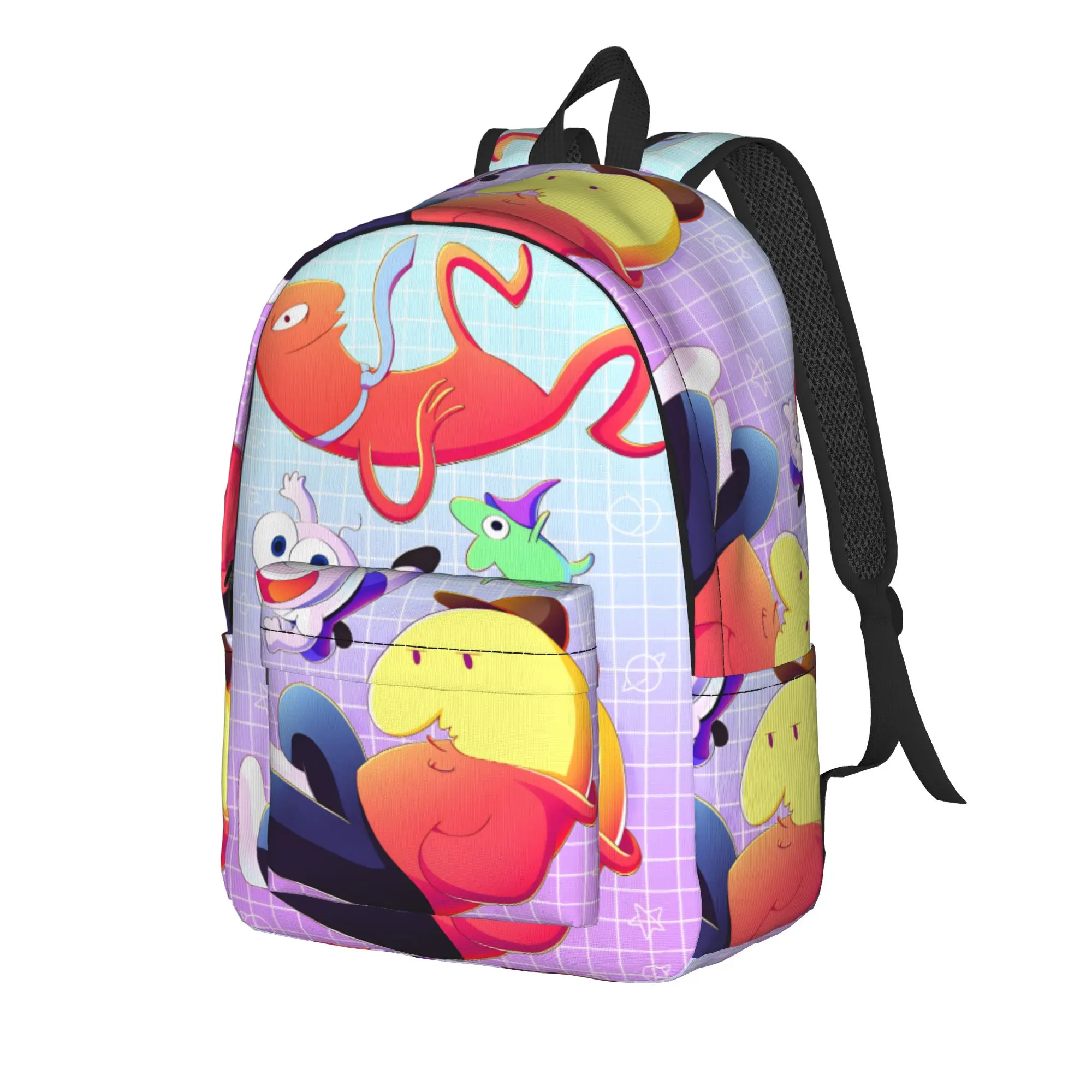 Smiling Friends Pim And Charlie Backpack  Streetwear Backpacks Male Workout Print High School Bags Design Rucksack