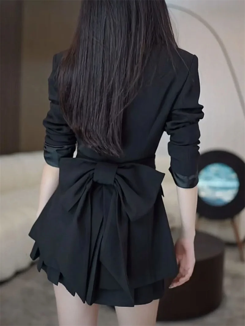 2025年春新作 ヘップバーン風 取り外し可能な蝶ネクタイスーツ ファッション 韓国ドラマ風 ドレスアップ ミスキュートスーツ