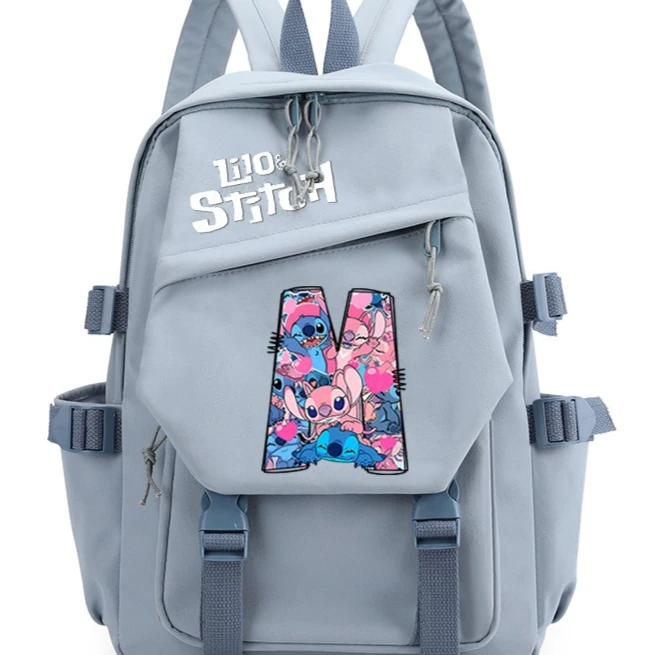 

Lilo and Stitch Backpack Children School Bags Girls 26 Alphabet Women Daypack Kids Bags Kawaii Students Large Capacity Backpacks
