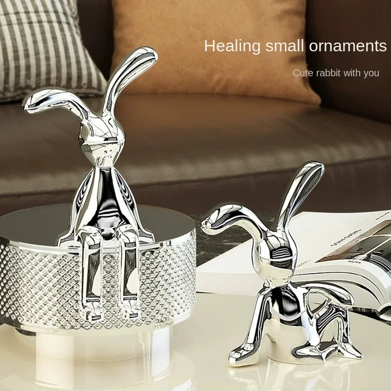 [MGT] Europe originality golden silver rabbit Ceramic modern Home decor Art Decoration decoration craft ornaments statues